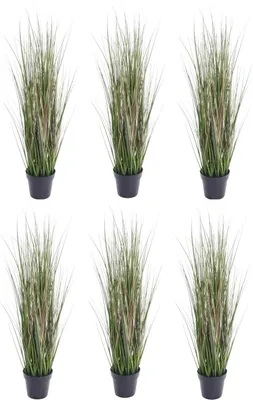 Produktbild von 6er Set künstliches Gras, Gräserbusch im Topf H. 58cm grün Emerald Zimmerpflanze
