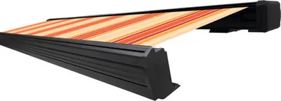 Produktbild von SOLUNA Kassettenmarkise Exquisit 4x3 Stoff Dessin 8430 Gestell DB703 dunkelgrau inkl. Motor und Wandschalter rechts