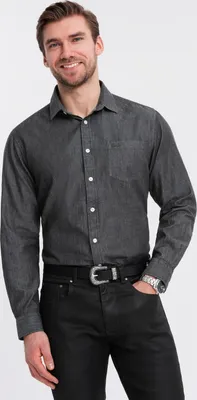 Zdjęcie produktu dla Ombre Clothing Męska koszula dżinsowa Samueluk czarny S