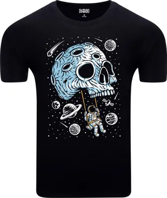 Produktbild von Diarbo Herren T-Shirt mit Weltraum-Druck Schädelplanet Schwarz Gr.S