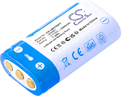 A close-up studio shot of a lithium-ion battery pack.