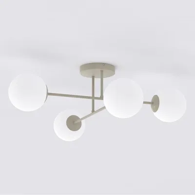 Immagine prodotto di Lampada a sospensione ROMA con struttura beige e sfere in vetro opale