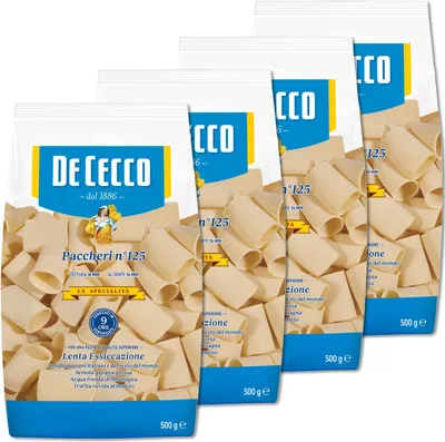 Produktbild von 4x Pasta De Cecco Le specialita' 100% Italienisch Paccheri N°125 Nudeln 500g + Italian Gourmet Polpa 400g