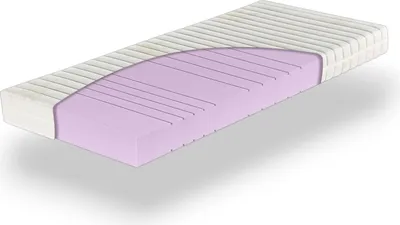 A cutaway view of a mattress showing its internal layers.