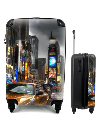 Produktbild von MuchoWow® Koffer Handgepäck Trolley Rollkoffer Kleine Reisekoffer mit 4 Rollen - Amerika - New York - Sturm - Cabin Size < 55x40x23 cm & 55x40x20 cm - Fotokoffer - Kabinenkoffer - Boardgepäck - Reise-Box - Reisekoffer - Reisegepäck - Koffer mit Bild - Trolley für Kinder