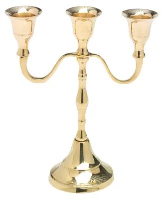 Kandelaar 3 Flammen, Höhe 18 cm, Messing, Gold
