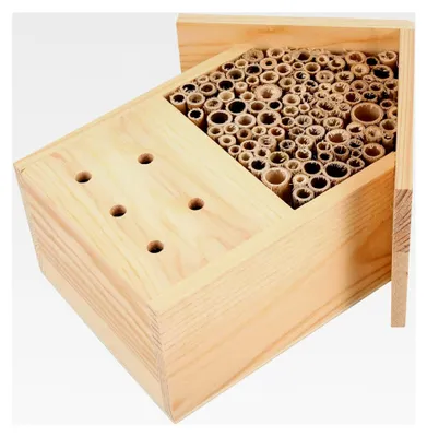 Produktbild von Hängendes Bienenhaus 22x6x24,5cm Natur Nistplatz für Garten, Balkon und Terrasse Wetterfester Bienenstock zur Brutstätte und Überwinterung