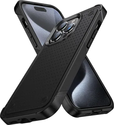 Produktbild von Für iPhone 15 Pro Hülle Militärqualität Stoßfest Hybrid 2 in 1 Hart PC Weich TPU Handyhülle Schwarz