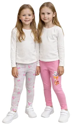 Produktbild von Paw Patrol Leggings für Mädchen Kinder Leggins Hose Mädchenhose Sporthose Grau/Rosa (2er Pack) 98-104