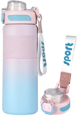 Produktbild von Isolierter Sportflasche aus Edelstahl 650 ml, leckgeschützt, BPA-frei, geisolierter Becher mit Trinkhalter für Sport, Schule, Büro und Outdoor-Aktivitäten