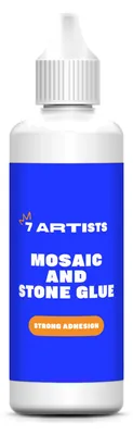 Produktbild von 7 Artists Mosaiksteine Kleber, pulverförmiger Mosaik Kleber 80ml - Bastel Kleber zum Verkleben von Mosaiksteinen auf Papier, Holz, Pappe, Glas usw/Mosaikkleber zum Basteln