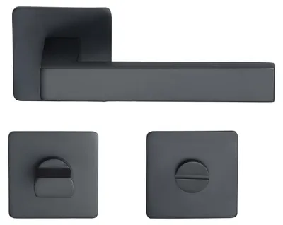 Produktbild von Trento Fenstergriff MeinTürgriff Flachrosette schwarz Türdrücker eckig BB PZ WC