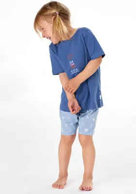 Image de Ensemble pyjama SCHIESSER pour filles - Enfants, court, coton, motif, jersey simple bleu 140