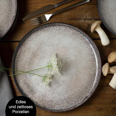 Produktbild von Bordenset 6 Teller aus Porzellan spülmaschinen- und mikrowellenfest beige Teller Set