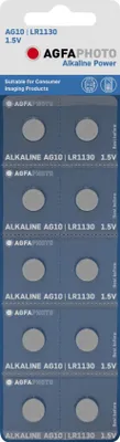 Produktbild von AgfaPhoto Batterie Knopfzelle LR54 V10GA 1.5V Alkaline 10St.