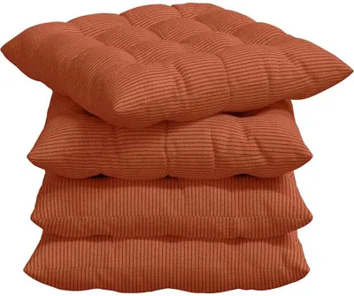 Image de vidaXL Coussin de siège 4 pcs Rouge-Orange 40 x 40 x 6 cm Tissu en corde