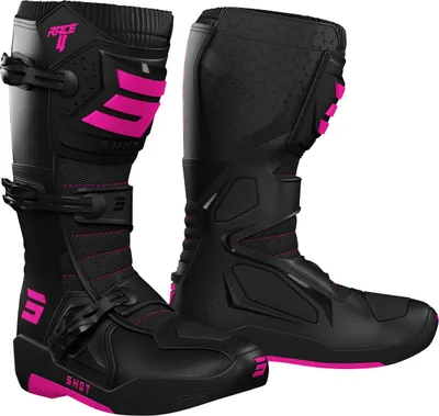 Image de Bottes de motocross Shot Race 4, noir/rose, taille 42