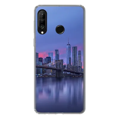 Produktbild von MuchoWow® Handyhülle Schutzhülle Hülle für Huawei P30 Lite New York hinter der Brooklyn Bridge Silikon Softcase Handy Hülle - Handyhülle