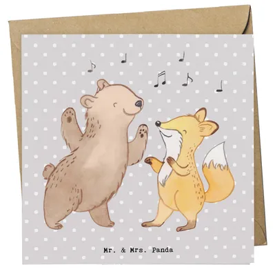 Produktbild von Mr. & Mrs. Panda Grußkarte Hase Tanzen - Grau Pastell - Geschenk, Tanzkurs, faltkarte, Klappkarte, anlasskarte, Tanzschule, doppelkarte, gehen, Glückwunschkarte