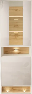 Obrázek produktu pro Vitrína VISIONARY 60 cm BÍLÝ MAT / BÍLÝ LESK / DUB WOTAN s LED osvětlením Skleněná vitrína Skleněná police Police Police