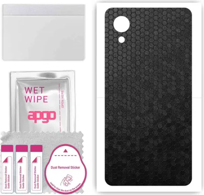 Produktbild von apgo Rückseite Schutzfolie, Skin, kompatibel mit Sharp Aquos S3 mini, Hinten Displayschutzfolie aus Vinylfolie, kratzfest, einfache Montage - Schwarze Honigwabe