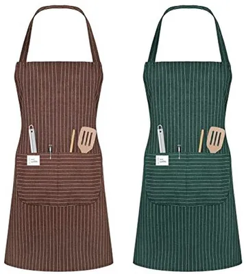 Produktbild von Ultiluxe Kochschürze - 2er Set - Küchenschürze mit Taschen - Verstellbar - 70 x 66 cm - Braun/Grün