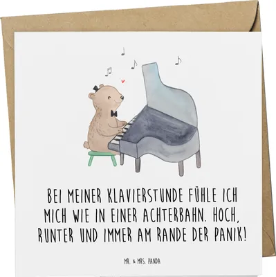 Produktbild von Mr. & Mrs. Panda Glückwunschkarte Klavier Achterbahn - Weiß - Geschenk, anlasskarte, Musikunterricht, Klavierspielen, doppelkarte, Klappkarte, Klavierliebhaber, Lernen
