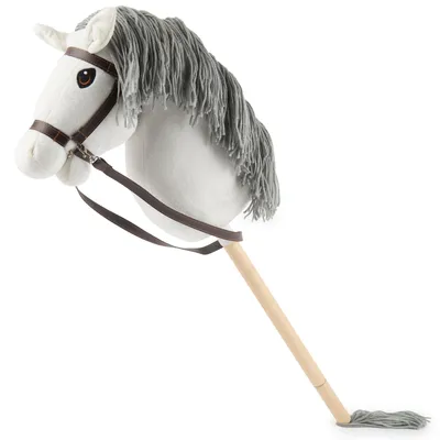 Produktbild von Bieco Hobby Horse Steckenpferd Schimmel - Größe M, mit Trense | abnehmbarer Stock & Schweif, für Springreiten, Dressur & Spielen | Hobby Horse Pferde