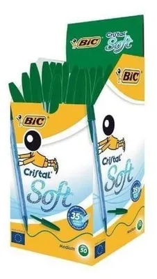 Productafbeelding van BIC Cristal Soft groene balpen, 50 stuks