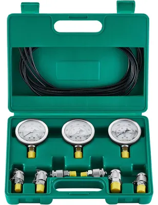 Zdjęcie produktu dla Zestaw do testowania ciśnienia hydraulicznego VEVOR, 250/400/600 bar, 3 urządzenia pomiarowe, 6 złączy testowych, 3 węże testowe, zestaw manometrów do testowania hydrauliki koparki z przenośną walizką do koparek, ciągników, maszyn budowlanych