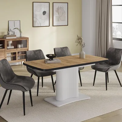 Produktbild von Vicco Esstisch Fenaro, 120 x 80 cm ausziehbar, Schwarz/Weiß/Weiß
