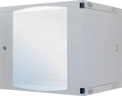 Produktbild von Intellinet 19" Wandverteiler mit Schwenkrahmen, 9 HE, 460 (H) x 540 (B) x 600 (T) mm, Flatpack, grau, Wandmontiertes Regal, 9U, 30 kg, Sperrschloss, 22 kg, Grau