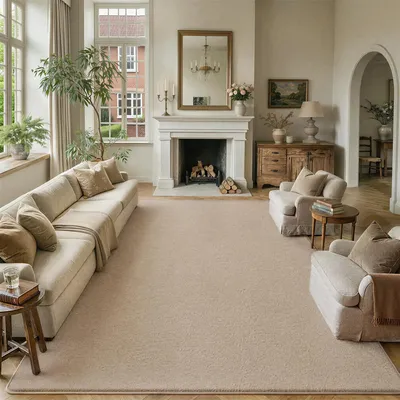 Teppich 200x300 cm, Beige, Kurzflor, weich, waschbar, rutschfest