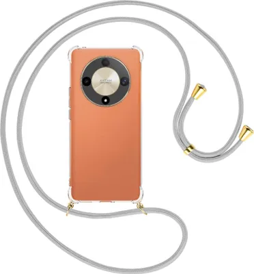 Produktbild von Handykette Backcover-Schutzhülle mit Band (Metall goldfarben) für Honor X9b (6.78'') - silbergrau