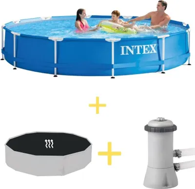 Obrázek produktu pro Bazén Intex s kovovým rámem - 366 x 76 cm - včetně solární plachty a filtračního čerpadla