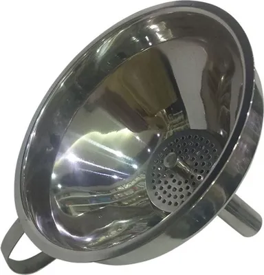Image de Entonnoir 13cm en acier inoxydable avec tamis Aide au remplissage Entonnoir de remplissage de bouteilles