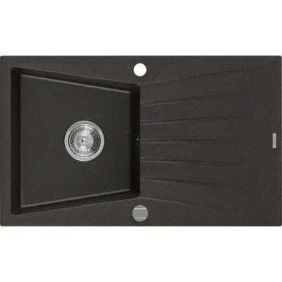 Obrázok produktu pre Mexen Cesar granitový jednokomorový drez s odkvapkávačom 775 x 470 mm, čierna/zlatá metalik - 6514771010-75