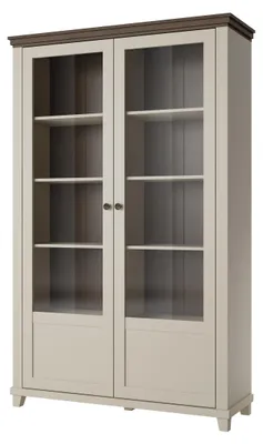 Produktbild von Masseno Vitrinenschrank EVANDRO 200 x 126 cm Modern Wohnzimmer Vitrine, Beige