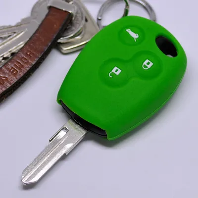 Produktbild von Auto Schlüssel Silikon Schutz Hülle Grün kompatibel mit Dacia DOKKER SANDERO Duster LODGY Logan Renault CLIO TWINGO 3 Tasten Funk Fernbedienung