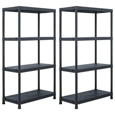 Obrázek produktu pro Skladové regály 2 ks černé 60 x 30 x 138 cm plastové