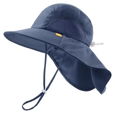 Produktbild von Kleinkind Kinder Baby Sonnenhut mit Nackenklappe UPF 50+ UV-Schutz Marineblau 6-24 Monate