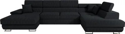 Produktbild von MIRJAN24 Wohnlandschaft Cotere Bis Cord, U-Form Eckcouch mit Schlaffunktion und Bettkasten (Farbe: Poso 135, Seite: Rechts)