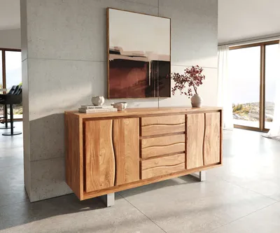 Produktbild von DELIFE Sideboard Live-Edge 170 cm Akazie natur 3 Schübe 4 Türen
