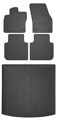 Productafbeelding van Rubberen automatten + kofferbakmat voor Skoda Kodiaq 2016-2024 (SUV) – 5-delig, zwart, op maat – Wielganizator SolidPRO