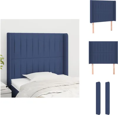 Produktbild von vidaXL Kopfteil mit Ohren Blau 93x16x118/128 cm Stoff -  Kopf- & Fußenden