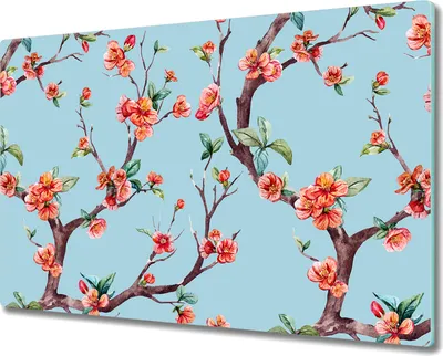 Produktbild von Glas-Herdabdeckplatte Glaskeramikfeldabdeckung Spritzschutz - 80x52 cm - Raster sakura blau