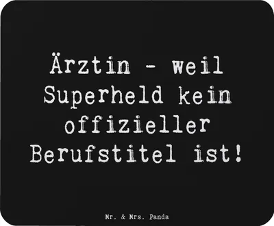 Produktbild von Mr. & Mrs. Panda Mouse Pad Spruch Ärztin Superheld - Schwarz - Geschenk, handgefertigte Geschenke, pc mauspad, Mousepad, Doktorin, Beruf, Lebensretter, Berufsleben