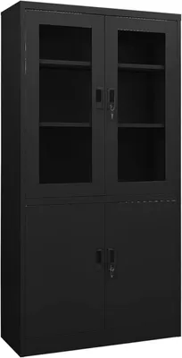 Produktbild von Büroschrank, Aktenschrank, Werkzeugschrank, Metallschrank, Stahlschrank, Kellerschrank, Universalschrank, Lagerschrank, Schwarz 90x40x180 cm Stahl