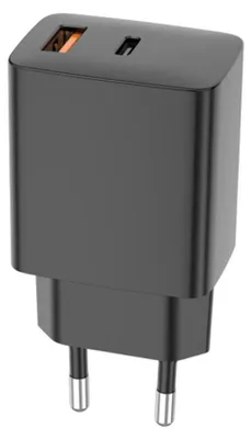 Obrázek produktu pro Setty USB-A + USB-C nabíječka do zásuvky, 30W, černá + USB-C kabel, 1 metr