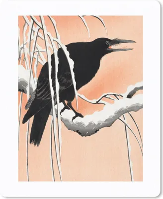 Produktbild von MuchoWow® Mauspad Mousepad Krähe - Vogel - Zweig - Vintage - Japanisch 30x40 cm - Mousepads - Maus Mat - Pad - Mausunterlage - Mausmatten